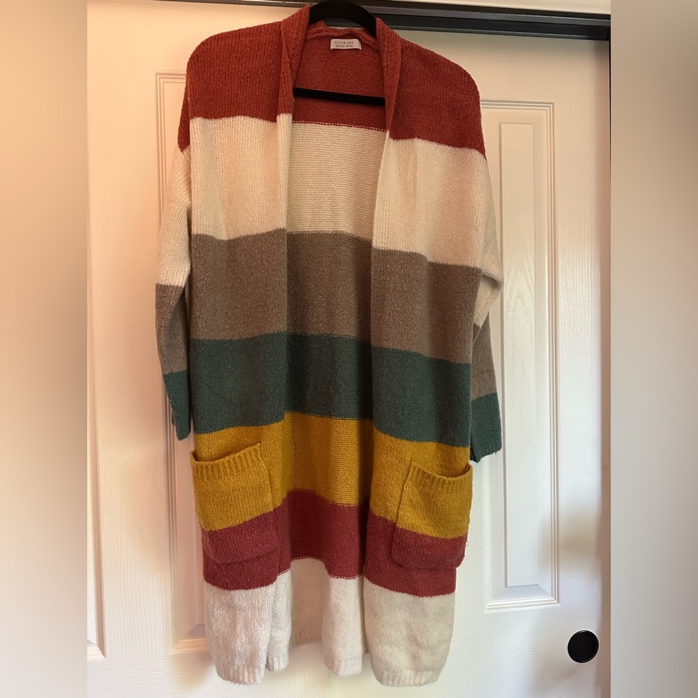 Active USA Colorblock Cardigan with Pockets